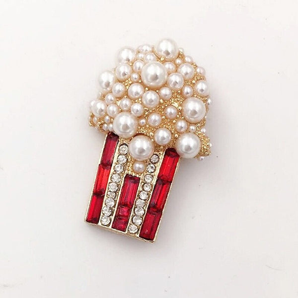 Pearl Popcorn Brooches For Women Rhinestone Party Casual Office Brooch
