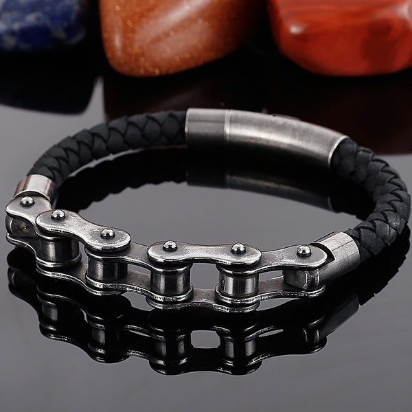 Pulsera vintage de acero inoxidable para hombre, cadena de eslabones de 10 mm para ciclismo.