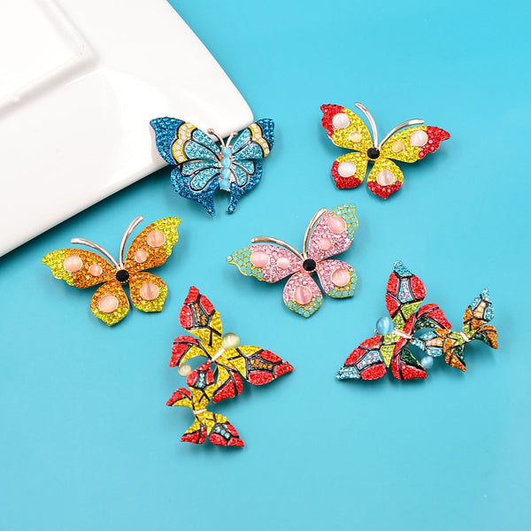 Multi-color Rhinestone Butterfly Brooches For Women
