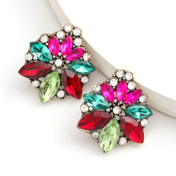 Pendientes de moda con diamantes de imitación geométricos sencillos para mujer