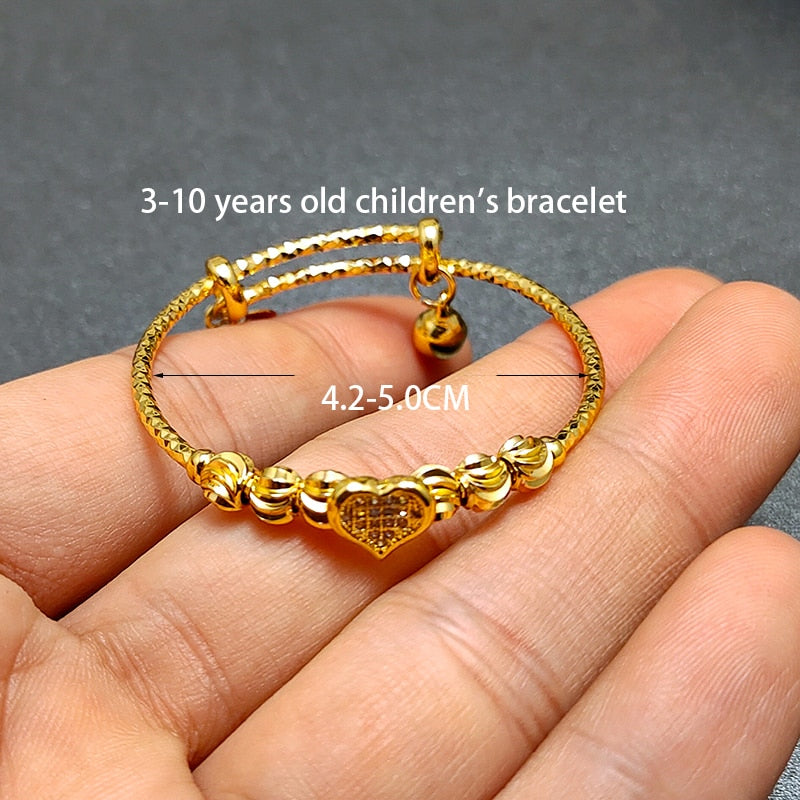 Dubai Gold Color Baby Bangles For Kids Baby Promotion Sale Child Birthday Gifts