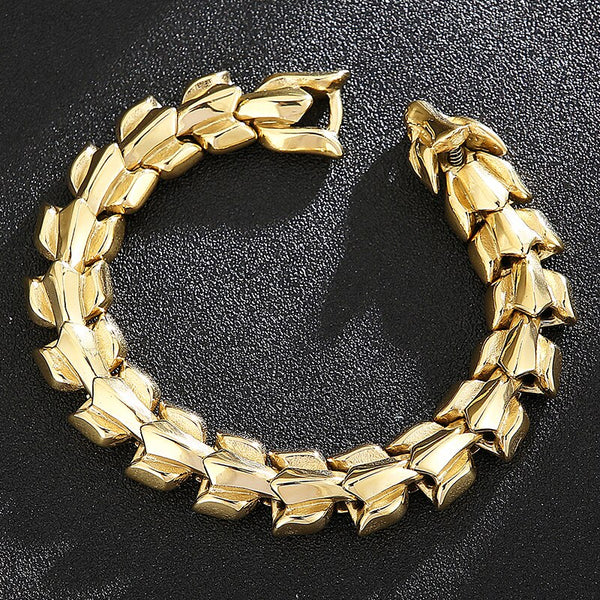 Gothic 15MM Dragon Scale Keel Chain Link Men's Bracelet
