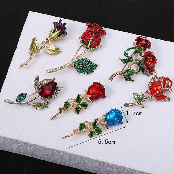 Hermosa colección de broches de rosas para mujer
