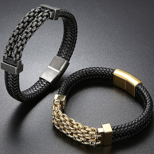 Pulseras de cuero para hombre con asas