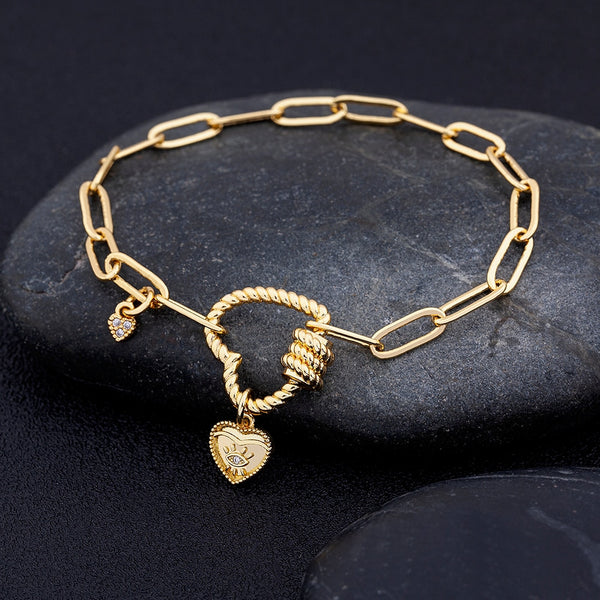 Nuevas pulseras de cadena con forma de corazón para hombre y mujer.