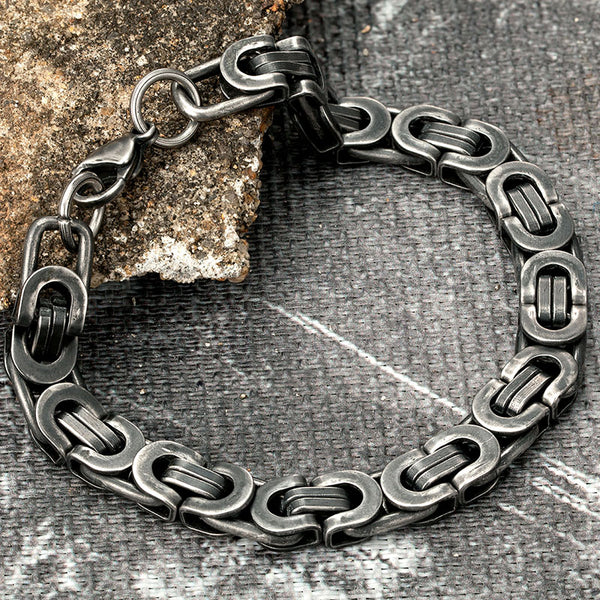 Pulseras vintage de acero inoxidable para hombre con cadena cubana.