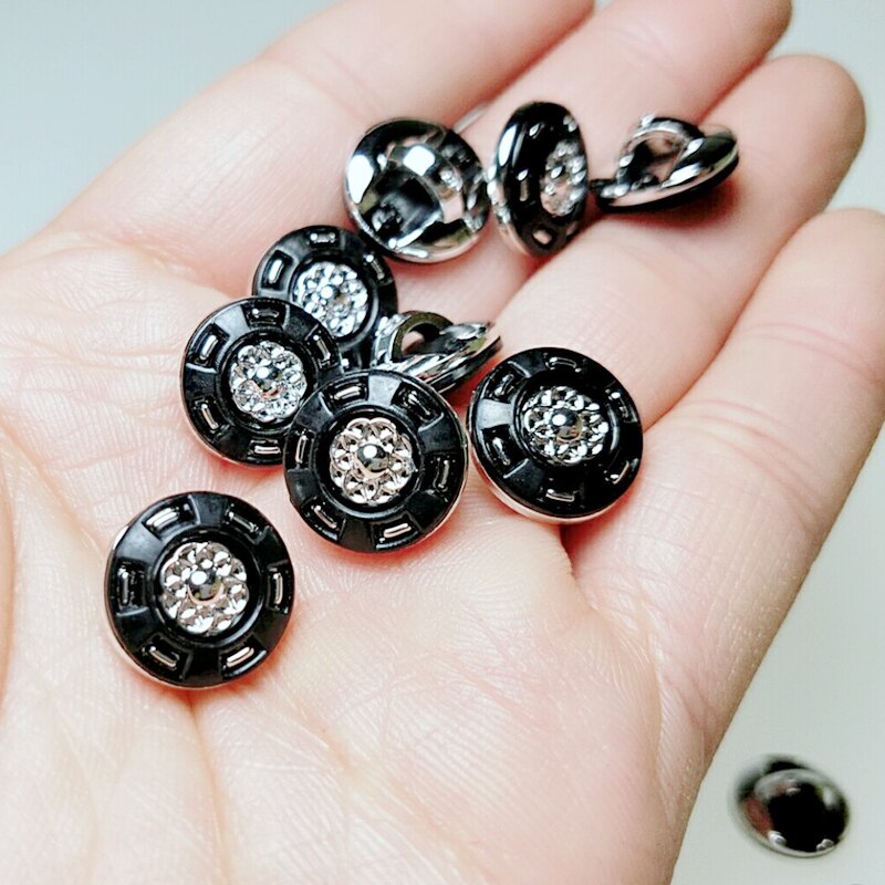 30pcs 13mm White/Black Plating Buttons Shank DIY Apparel Sewing Accessories Shirt Buttons