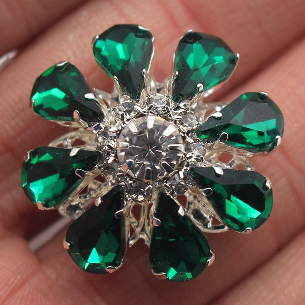 5 botones de diamantes de imitación de flores de 27 mm para accesorios para el cabello