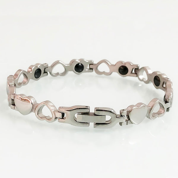 Pulsera magnética de germanio con forma de corazón para hombres y mujeres.
