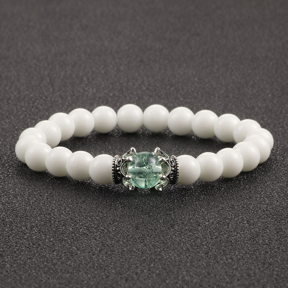 Charm Natural Stone Imperial Crown Bracelet White Yoga Beaded Bracelet For Men Women