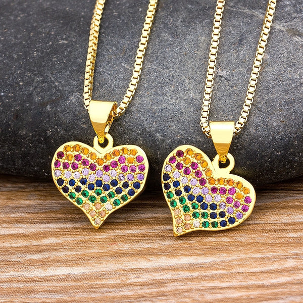 Collar de corazón de cristal de circón de cobre de alta calidad para mujer