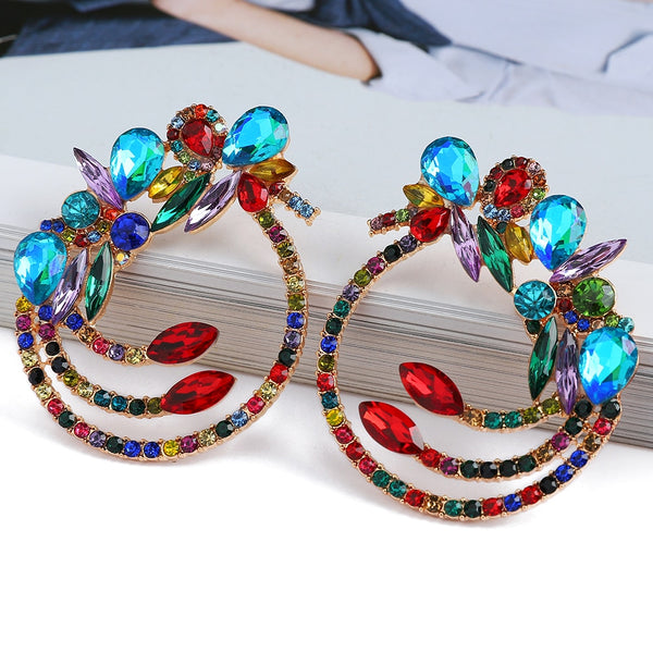 Pendientes redondos de lujo de moda para mujer