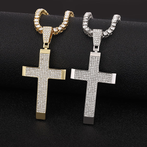 Men Women Hip Hop Cross Pendant Necklace