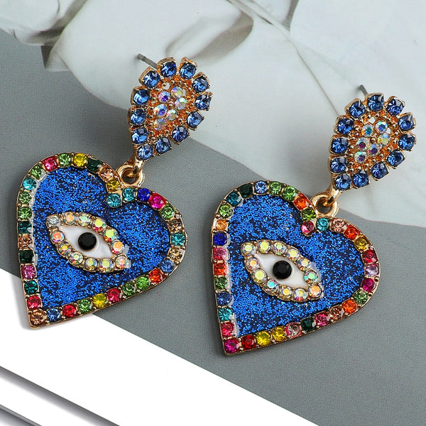 Pendientes colgantes de corazón dulce de moda coreana para mujer