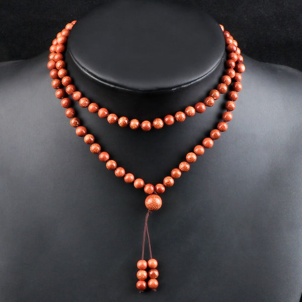 6mm Natural Gold Color Sandstone Bead Bracelets  Necklace For Men Women