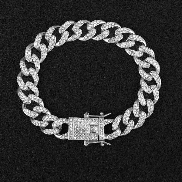 Hip Hop AAA Bling Miami Cuban Chain Iced Out Men Bracelet