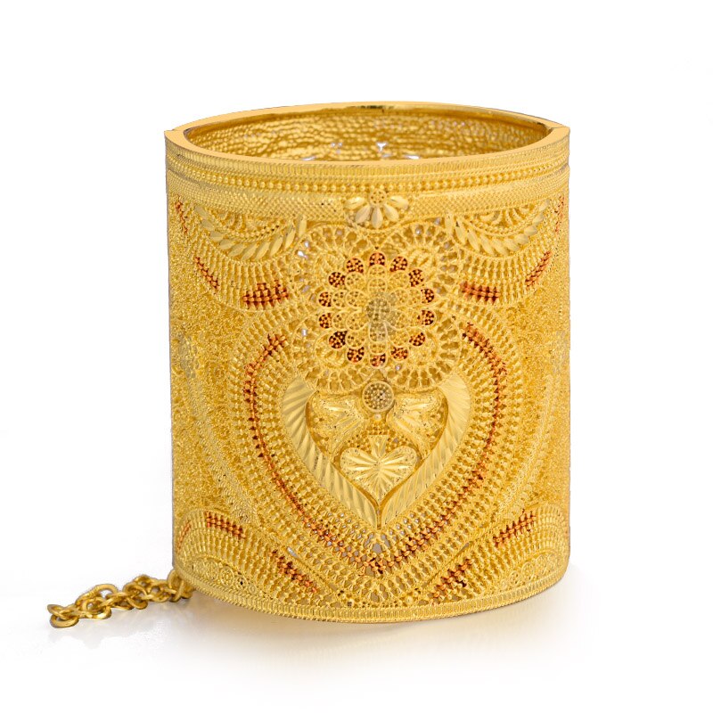 Luxurio Bride 24K Gold Color Dubai Bangles For Women African Ethiopian Bracelets