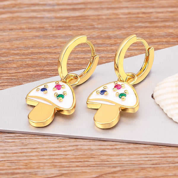 Pendientes colgantes con circonitas y esmalte de colores brillantes
