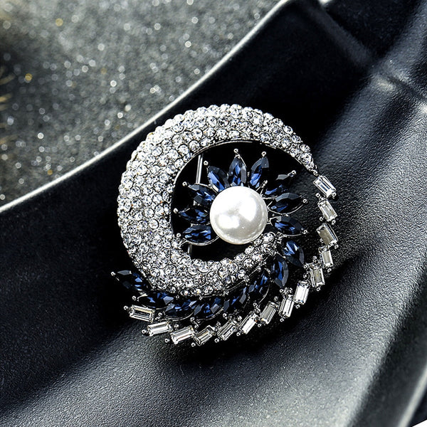 Flower Alloy Crystal Female Wear Brooches Gift Women