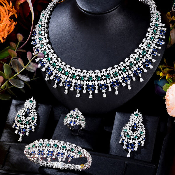 New Trendy Green Blue Mix UAE Jewelry Sets For Women