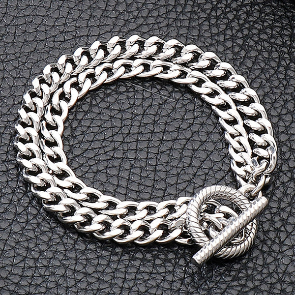 316L Stainless Steel Men's Hand Bracelets Male Double Chain Man Bracelet