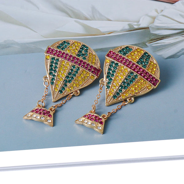 Nuevos pendientes bohemios con forma de globo y diamantes de imitación para mujer.