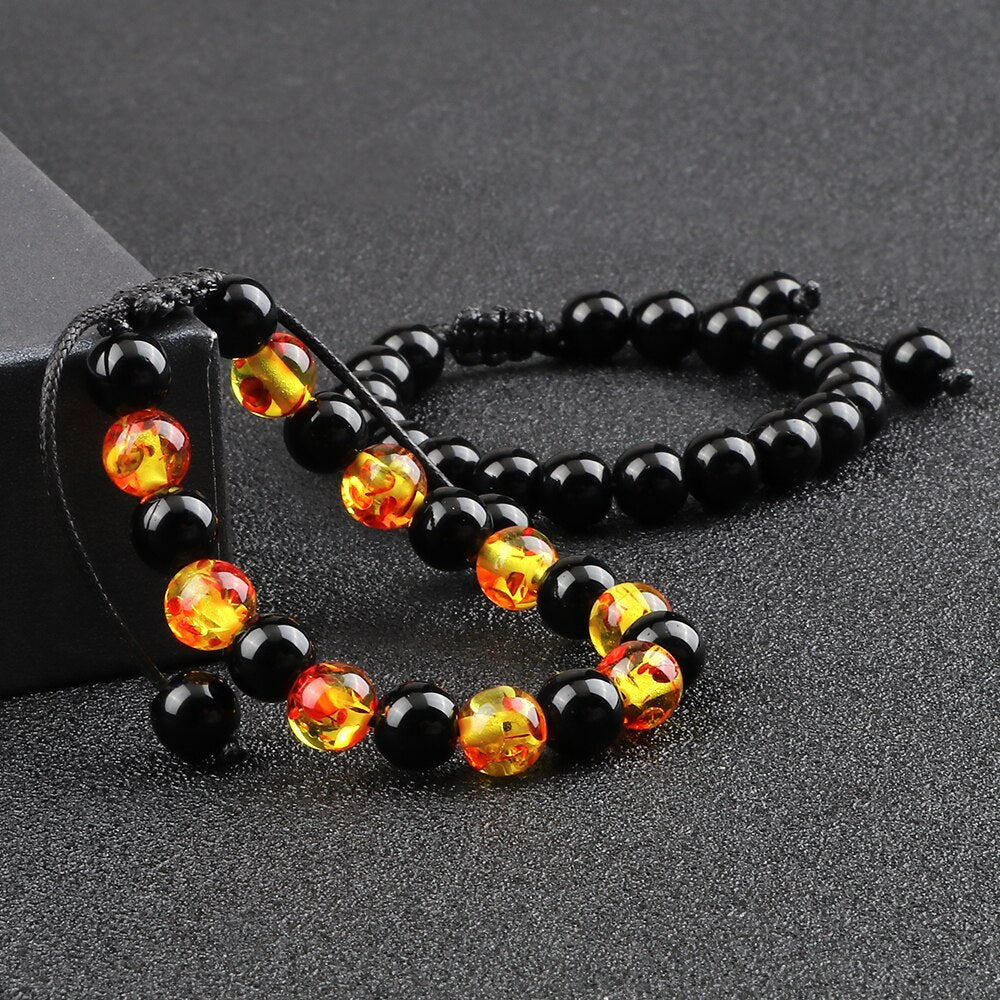 Hot 2pcs/set Men Beaded Bracelets Tiger Eye Lava Natural Stone Onyx Beaded Couple Distance Bracelets