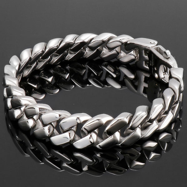 Pulseras de acero inoxidable pulido de estilo sencillo para hombre