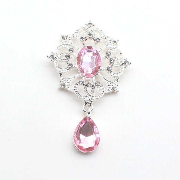 5Pcs/Lot 34*57MM Flat-Bottom Alloy Rhinestone Brooch Pendant DIY