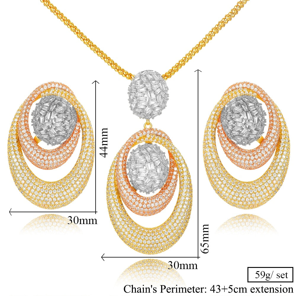 New Luxury Exclusive Circle Necklace Earring Sets For Women