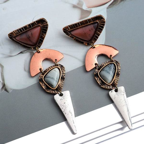 Pendientes colgantes de piedra natural irregulares de moda para mujer
