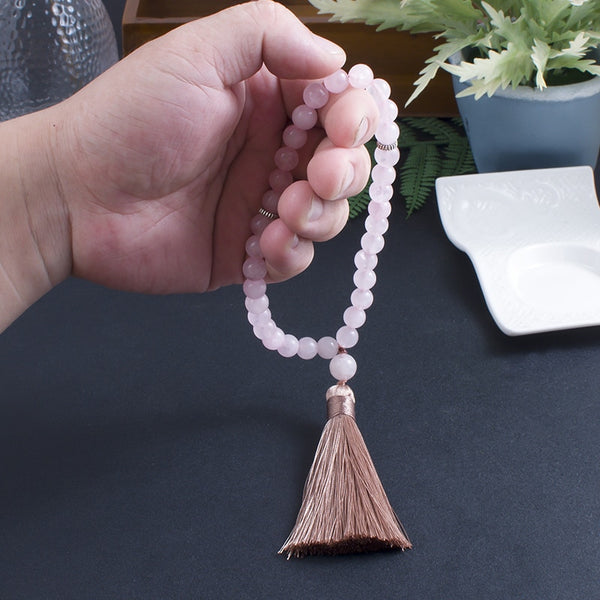8mm Rose Quartz Islamic Muslim Tasbih 33 Bead Bracelet Men and Women