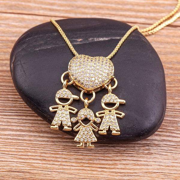 Collar con colgante de corazón de lujo para niña y niño