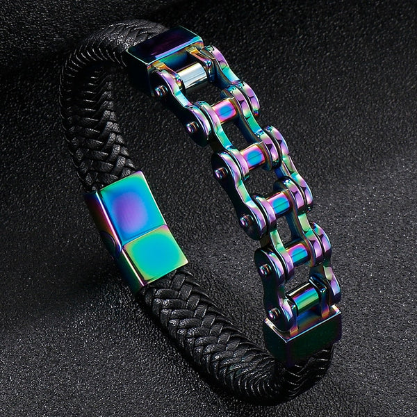 Pulsera de cadena de eslabones de acero inoxidable de 12 mm para ciclismo y motocicleta para hombre