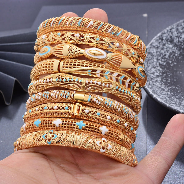 Dubai Variety of two-tone Gold Bracelets Bangles gifts wedding jewelery Africa Bangles For women