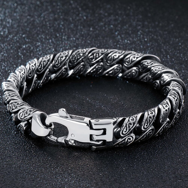 Pulsera de acero inoxidable maciza y pesada para hombre. Pulseras de cadena de eslabones.