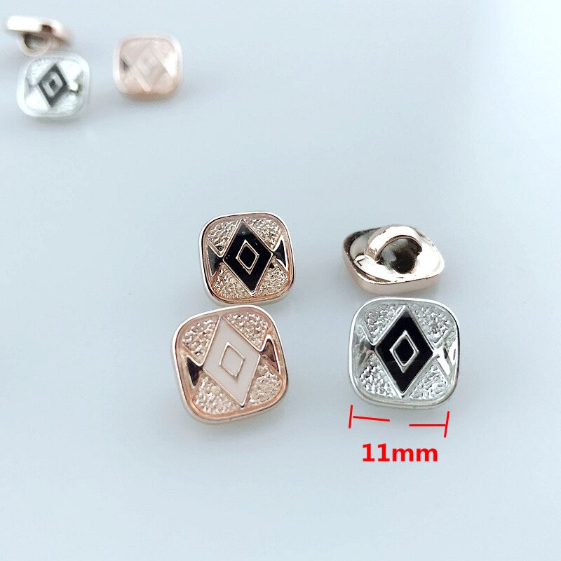 50/100pcs 11mm Square Dripping Oil Shank Plating Buttons  DIY  Accessories Shirt Buttons