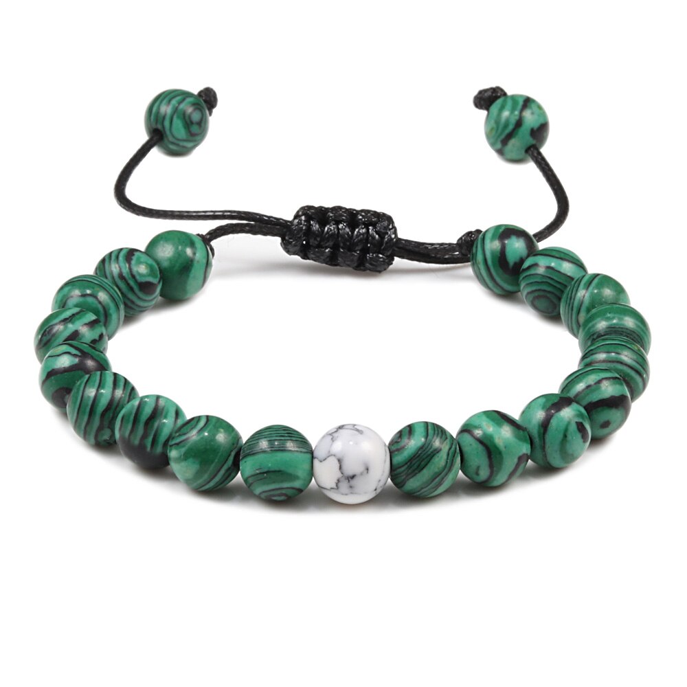 Couple Distance Natural Stone Braided Bracelets Green Malachite Bracelet For Women Men