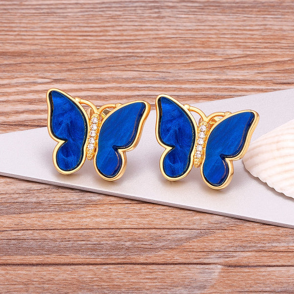Pendientes de mariposa bohemios de concha de lujo de 9 colores para mujer