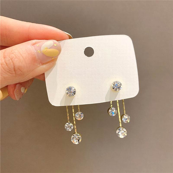 Pendientes de borlas de circonita de moda con parte delantera y trasera para mujer