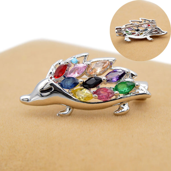 New Arrival Zirconia Hedgehog Collar Pin For Women And Men