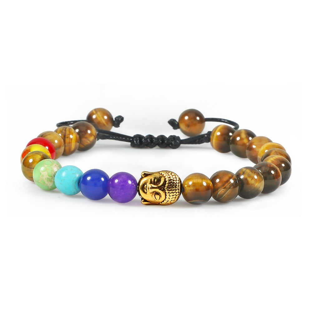 Tiger Eye Beaded Bracelets Bangles Men Braided Rope Healing Balance