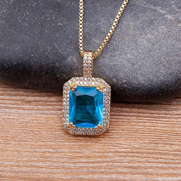 Collares colgantes rectangulares geométricos grandes de cristal austriaco de alta calidad para mujer
