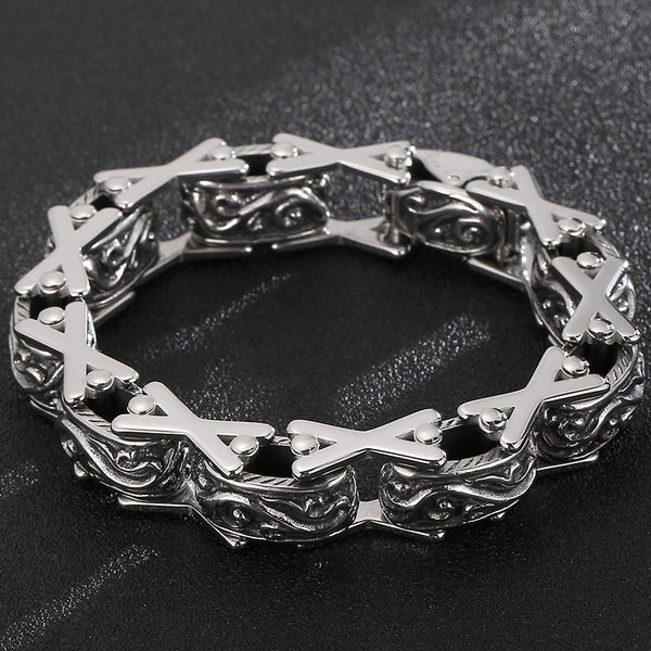 Vintage Mens Bracelets of Heavy Sturdy Solid 316L Stainless Steel 14MM Chain Bracelet