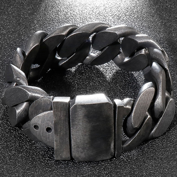 Pulsera pesada de acero inoxidable macizo de 25 mm de ancho para hombre