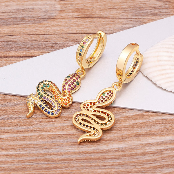 Pendientes de serpiente con circonitas AAA de lujo con nuevo diseño de moda para mujer
