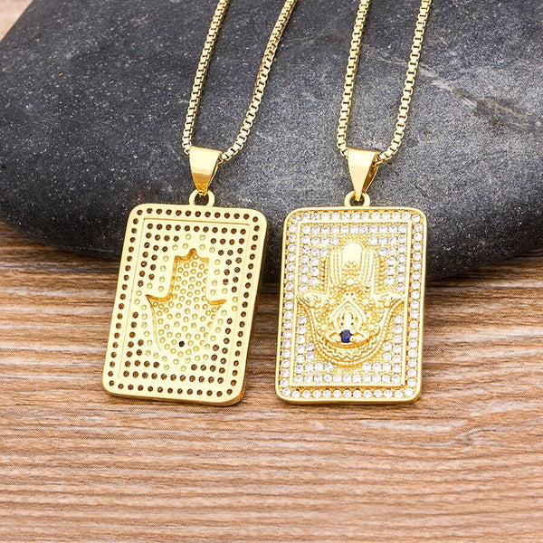 Collar con colgante de mano de Fátima y ojo malvado para mujer