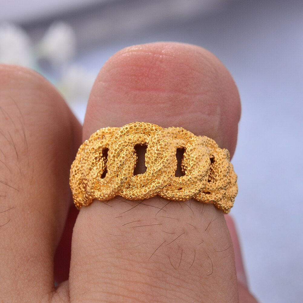 Dubai Wedding Gold Color Rings For Women Man Girls Flower Simple Finger Rings