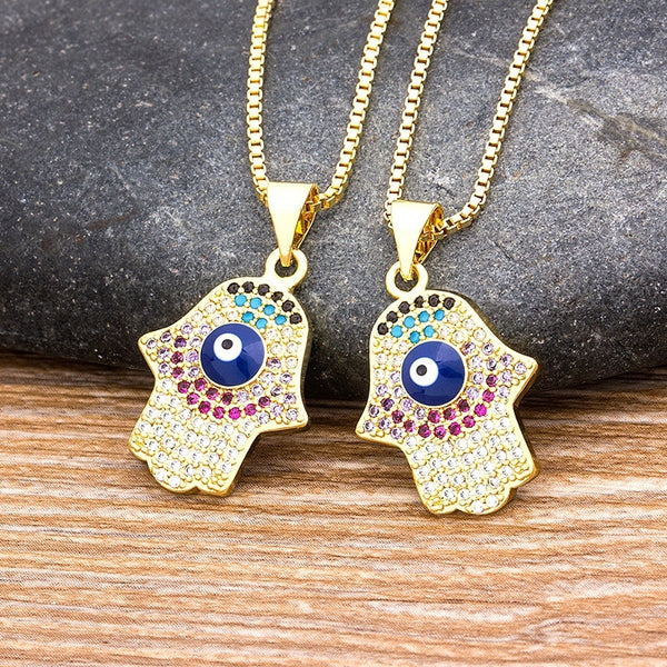 Collar con colgante de mano de Hamsa de la suerte para mujer