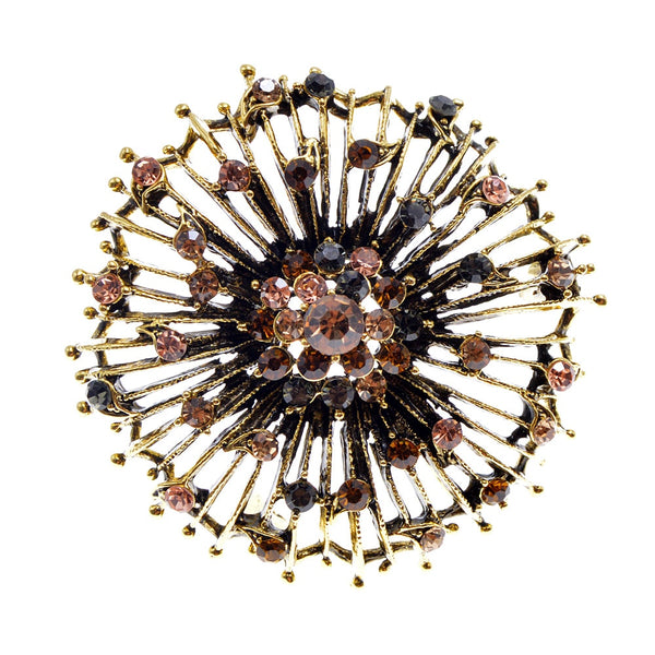 Pearl brooch round brooch colored Rhinestone big brooch female woman hollow brooch